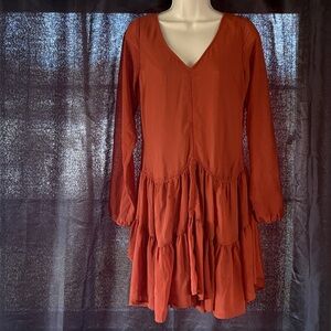 VENUS Rust Long Sleeve Dress